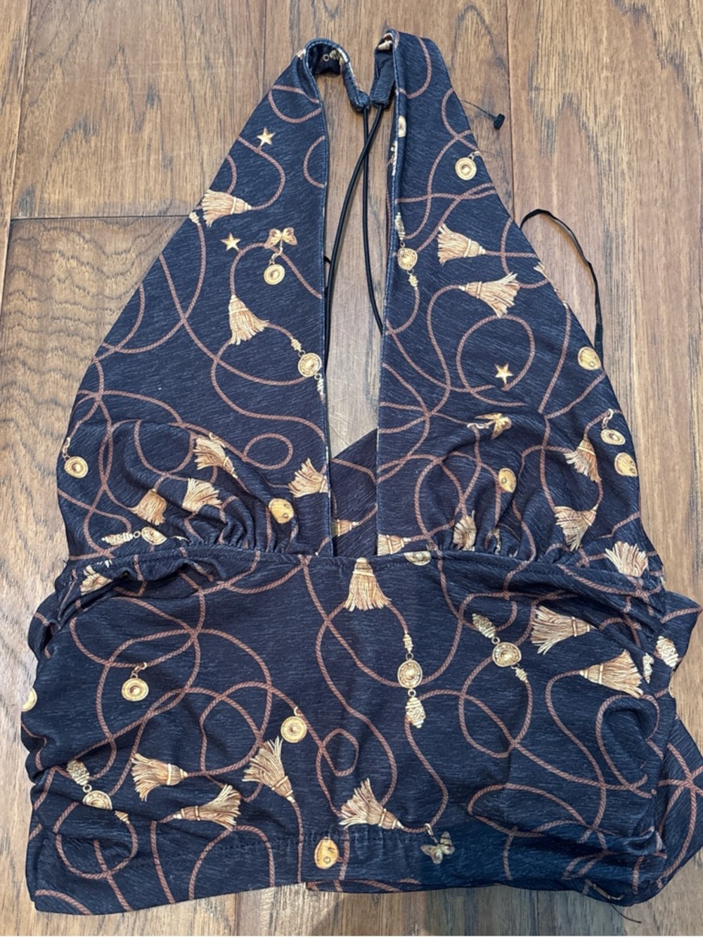Urban Outfitters Navy Blue and Gold Patterned Kids One-Piece Bodysuit